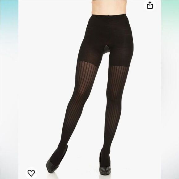 Spanx ⭐️Star Power ⭐️ Black Center Stage Shaping Tights ⭐️ ribbed row NEW - Picture 3 of 6
